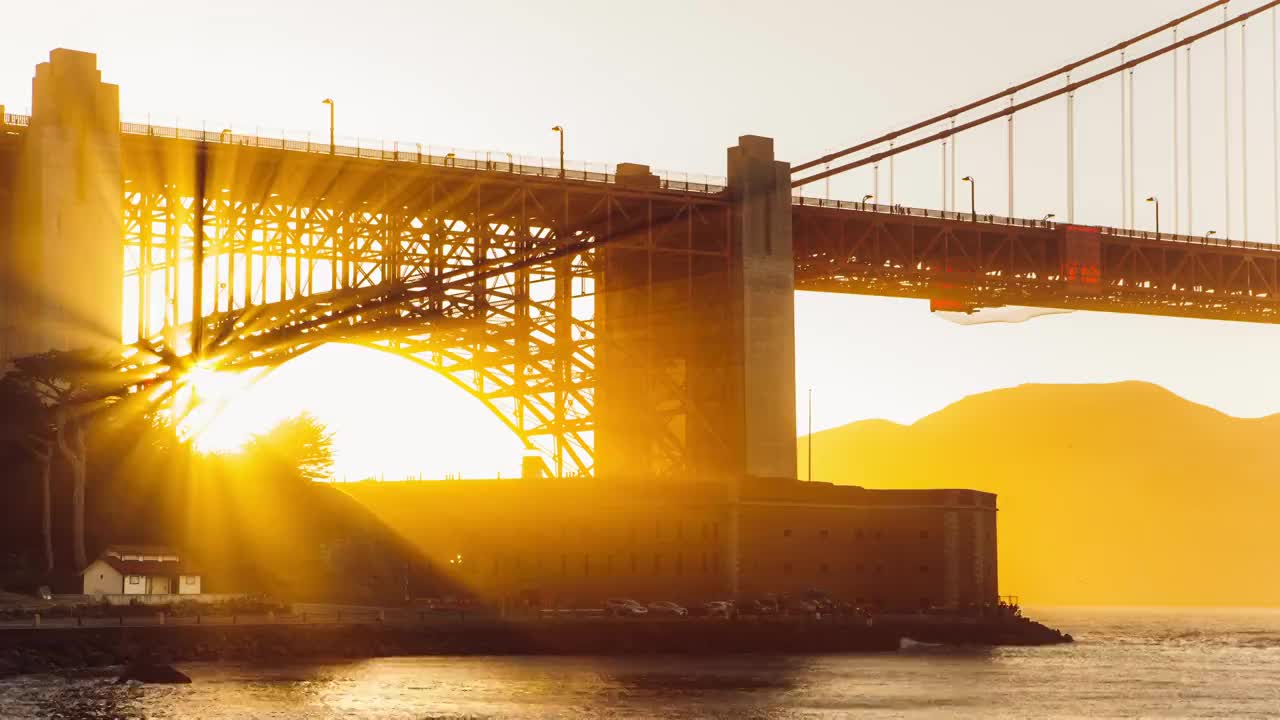 美国旧金山金门大桥阳光视频素材