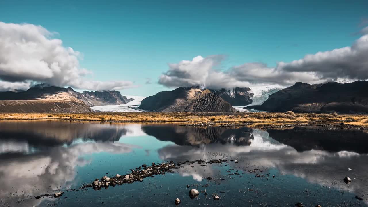 4K北欧冰岛自然风光山川河流延时摄影视频素材