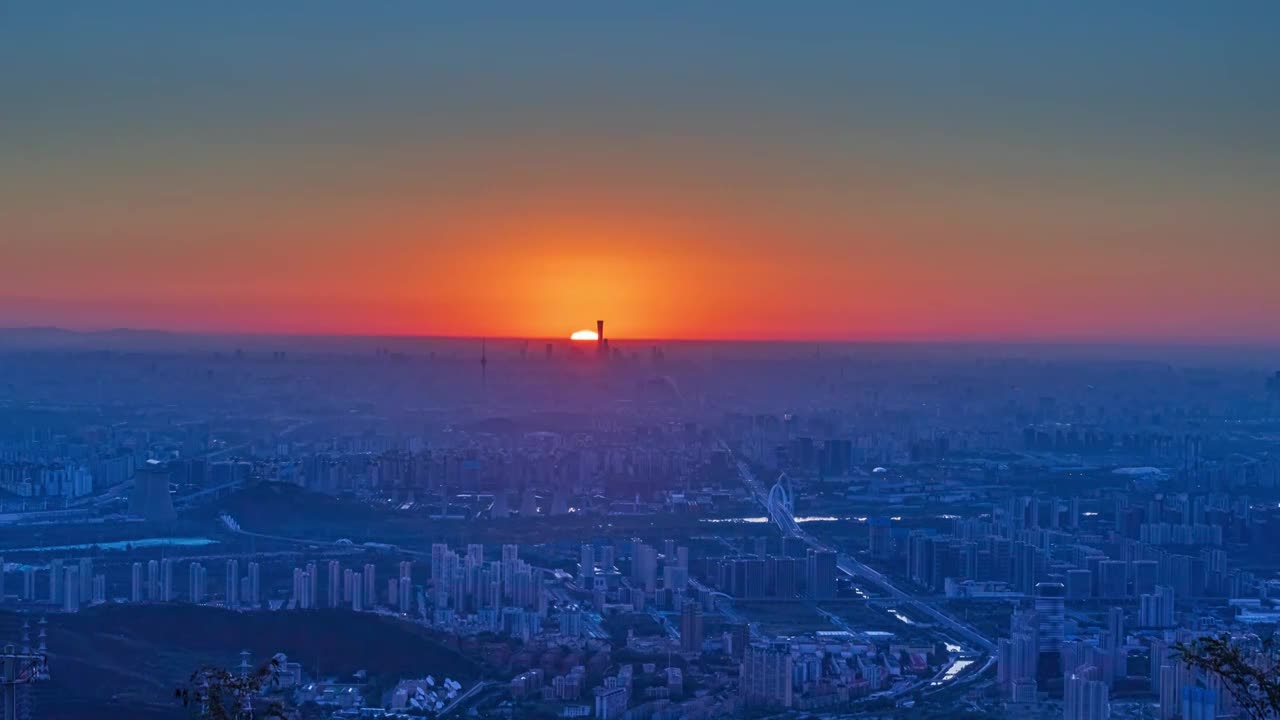 中國尊城市天際線日出延時視頻素材