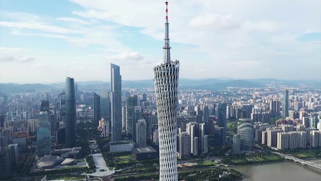 廣州塔航拍日景1(視覺)視頻素材
