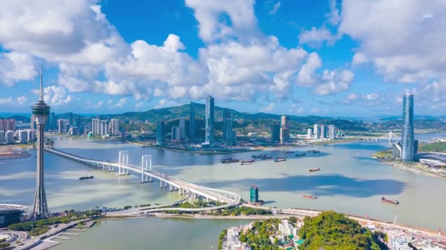 中國珠海澳門大灣區城市風光視頻素材