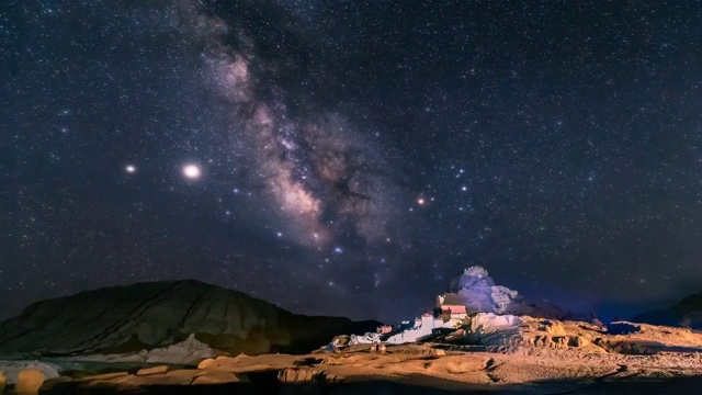 銀河星空下的西藏阿里札達古格王國遺址延時攝影 古格王國遺址 札達視頻素材