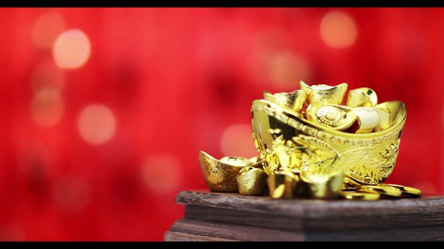 中国新年财源广进的金元宝及金币视频素材