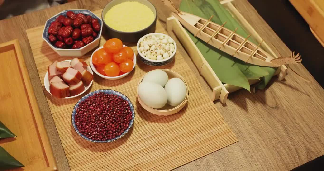 粽子与食材特写视频下载