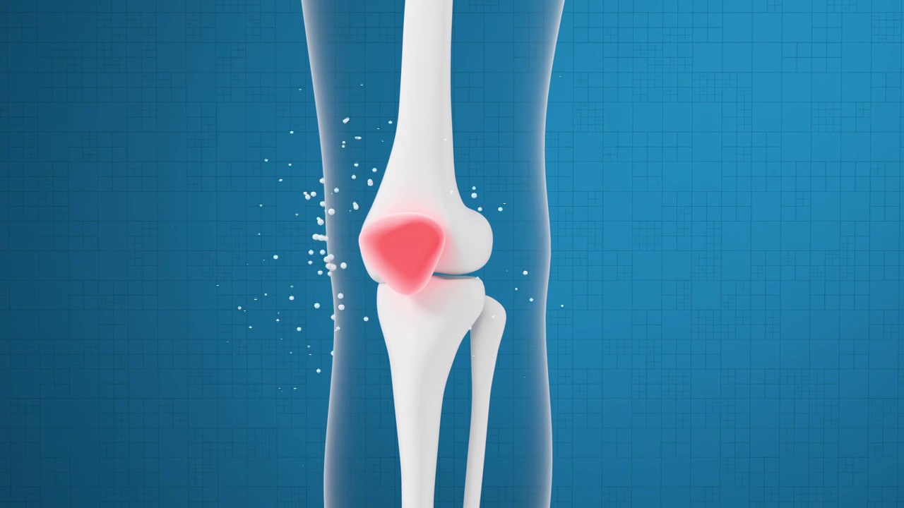 腿部膝盖骨骼与药物吸收 3D渲染视频素材