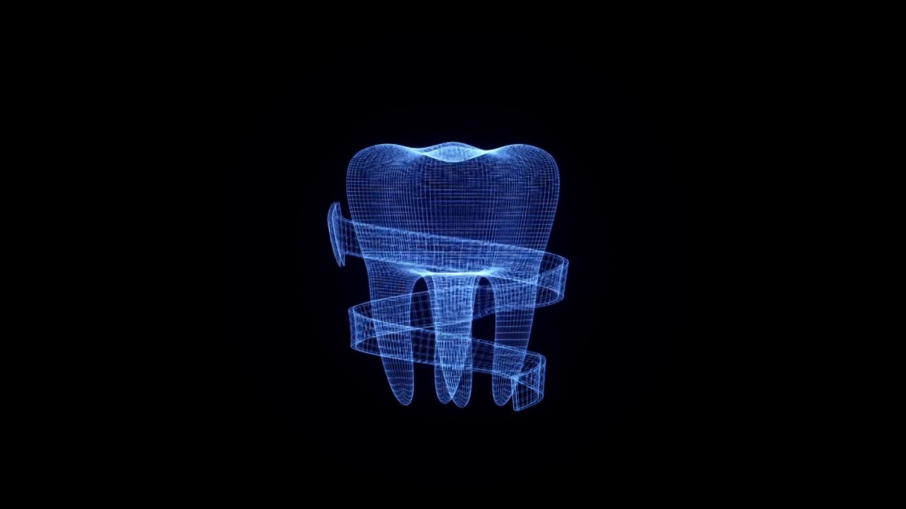 全息牙齿，三维图形视频素材