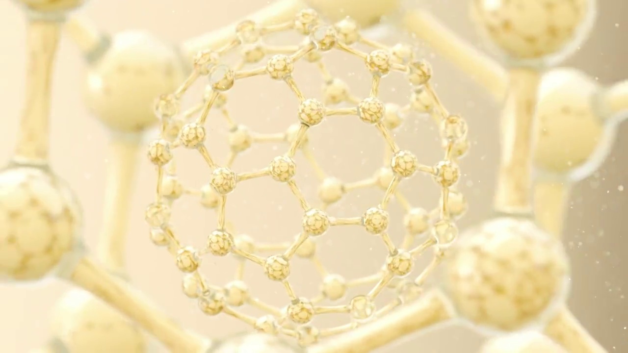 金色的透明分子 3D渲染视频购买