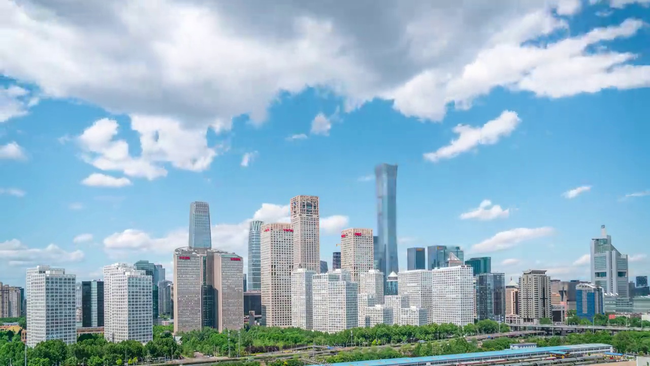 北京CBD核心区蓝天白云延时视频素材