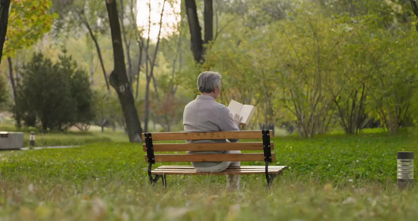 老年人在公园读书视频下载