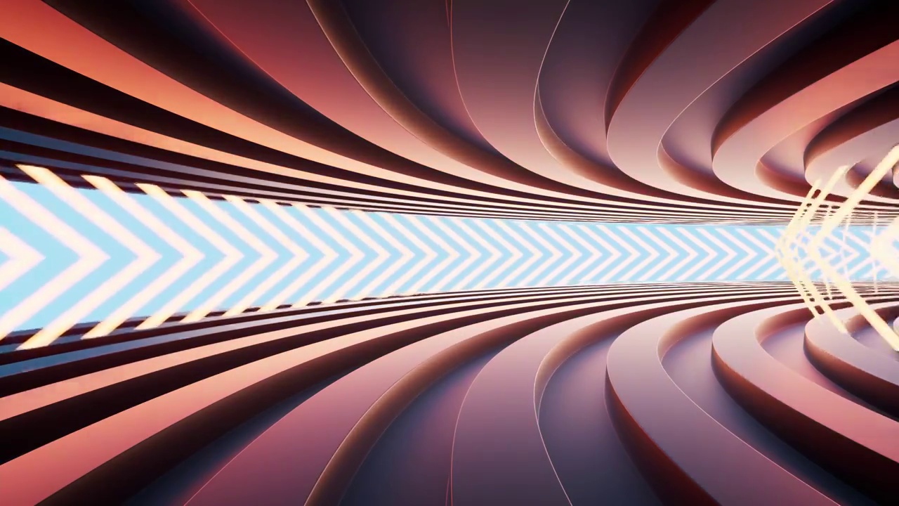科幻感隧道背景循环动画3D渲染视频素材