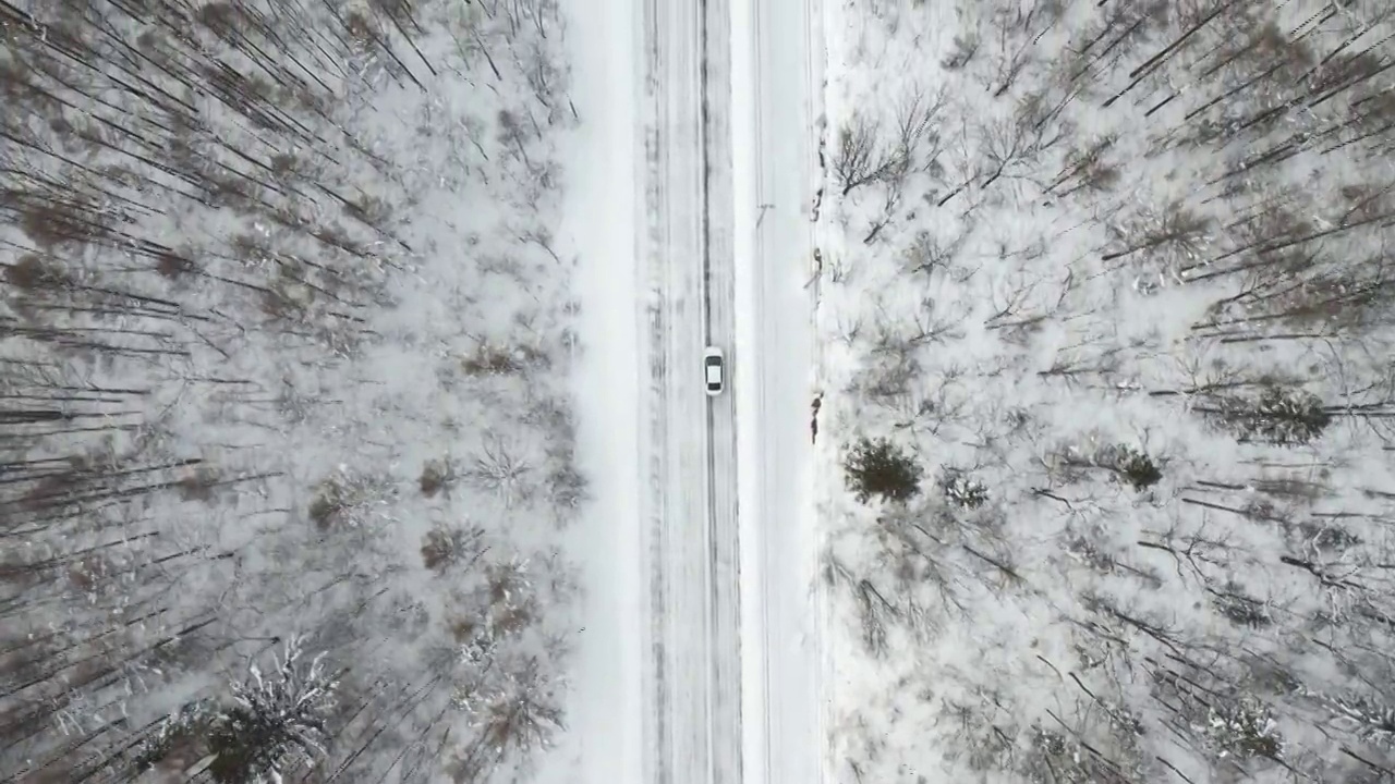 吉林长白山林海雪景公路跟车视频素材