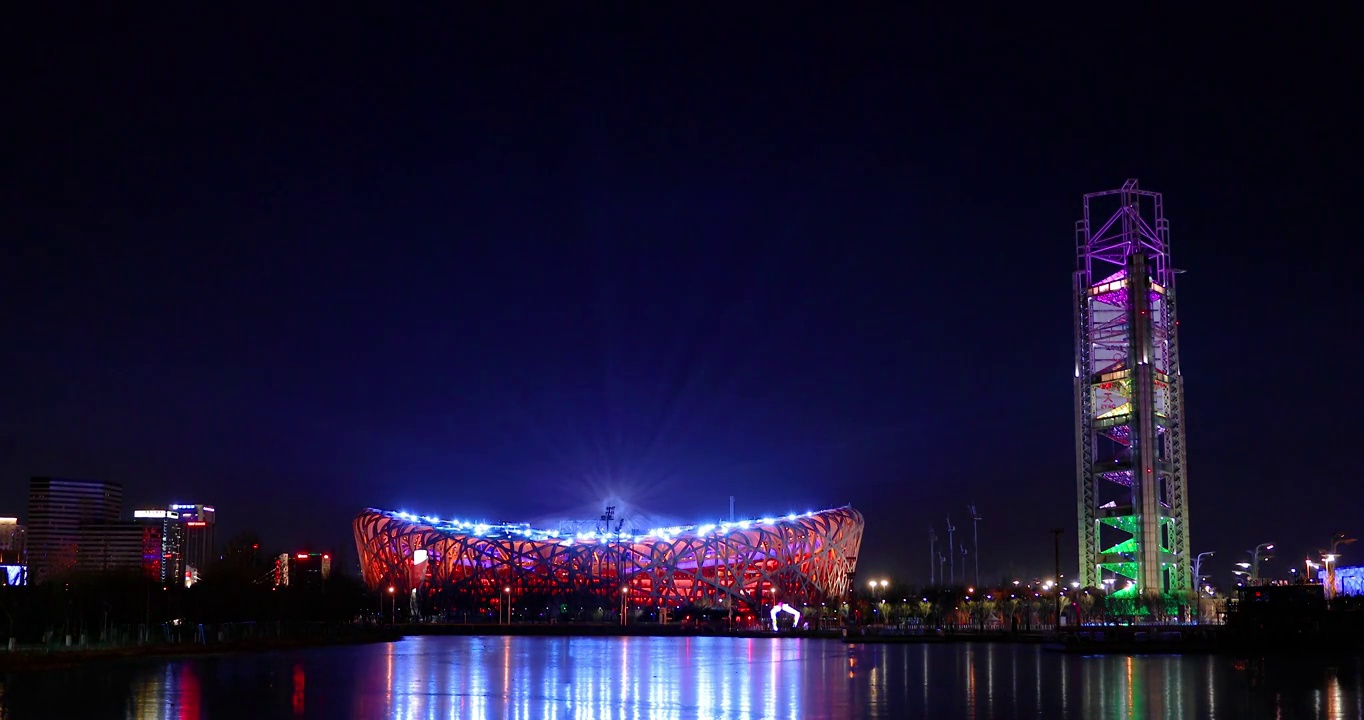 北京国家体育场夜晚4K拍摄视频下载