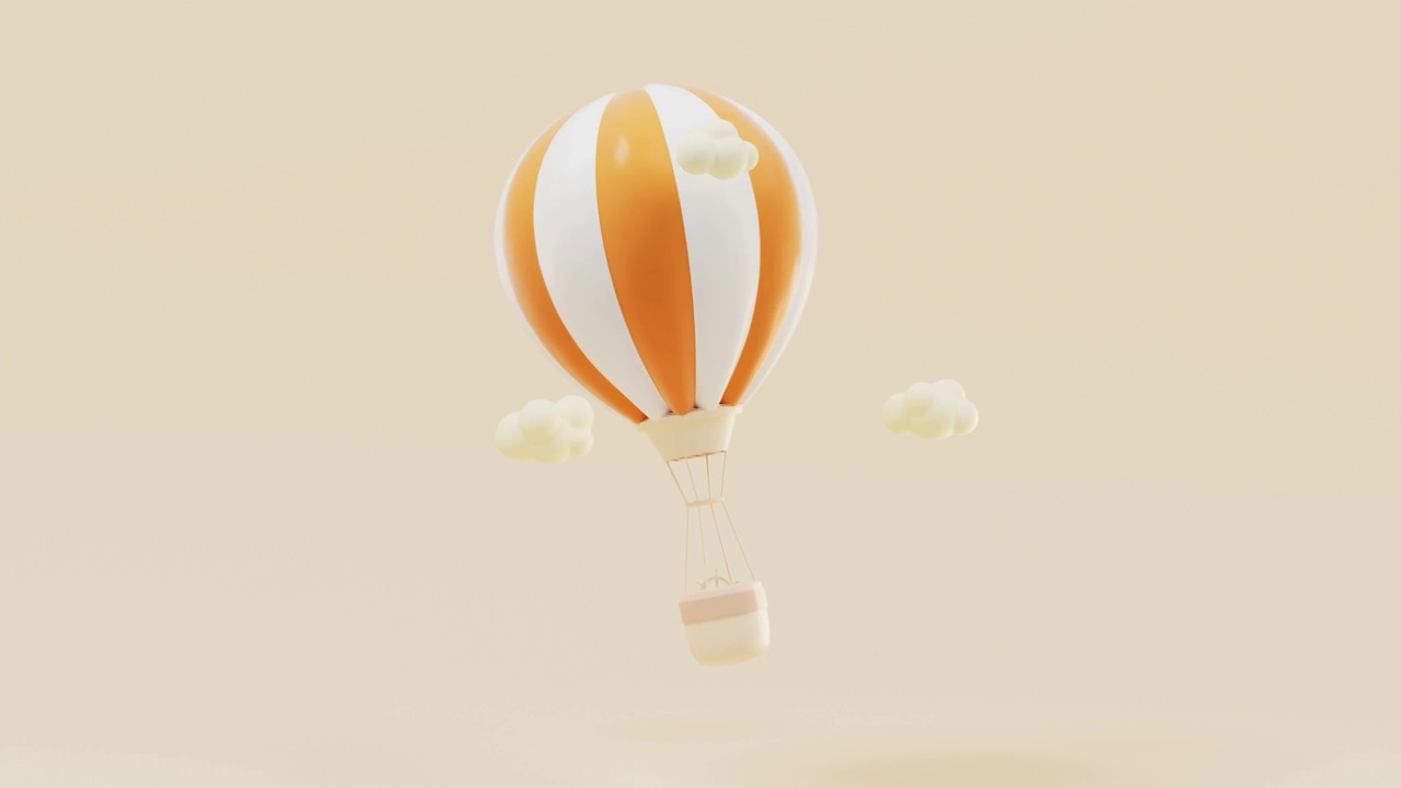 循环运动的热气球3D渲染视频素材
