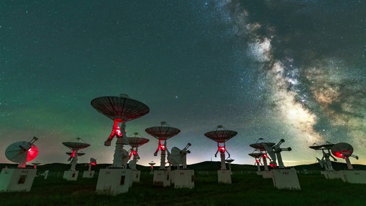 内蒙古，明安图，天文台，银河星空视频素材