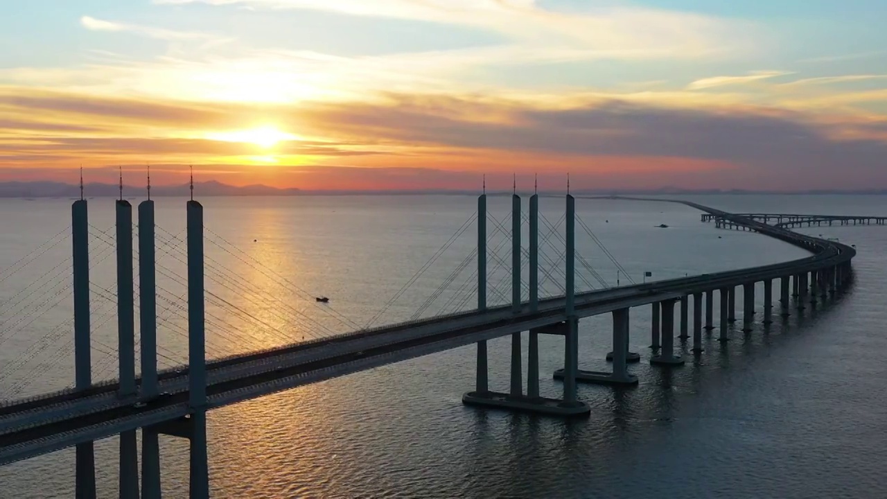 山东青岛胶州湾跨海大桥视频素材
