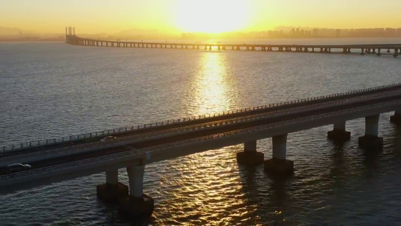 山东青岛胶州湾跨海大桥视频素材