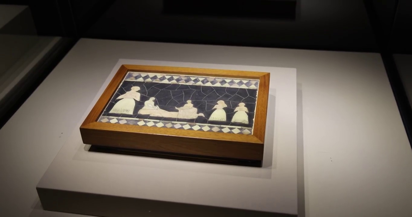 叙利亚大马士革国家博物馆：祭祀场景镶嵌人物画（公元前2500年）视频下载