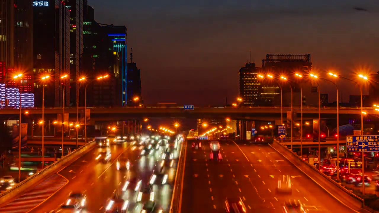 北京春分长安街国贸桥夜景延时视频素材