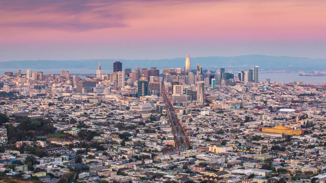 旧金山湾区日落夜景视频素材