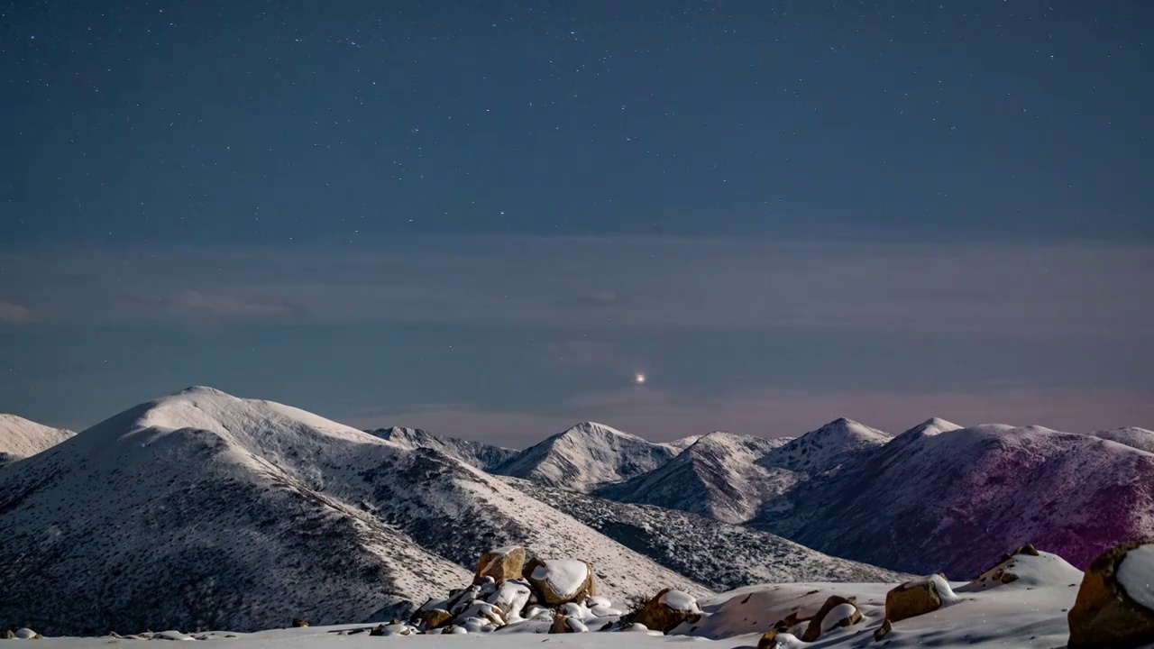 川西雪山的星空4K延時視頻素材