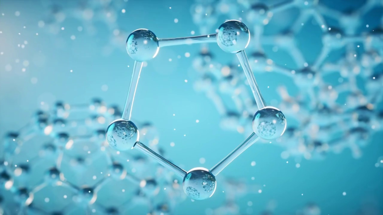 蓝色的微观分子3D渲染视频素材