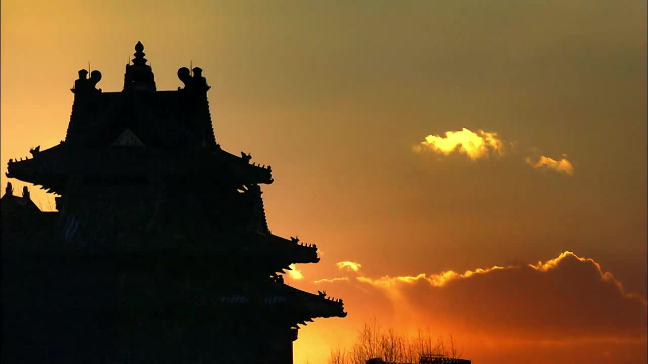 北京故宫黄昏下的故宫滑轨镜头特写和故宫动画展示视频购买