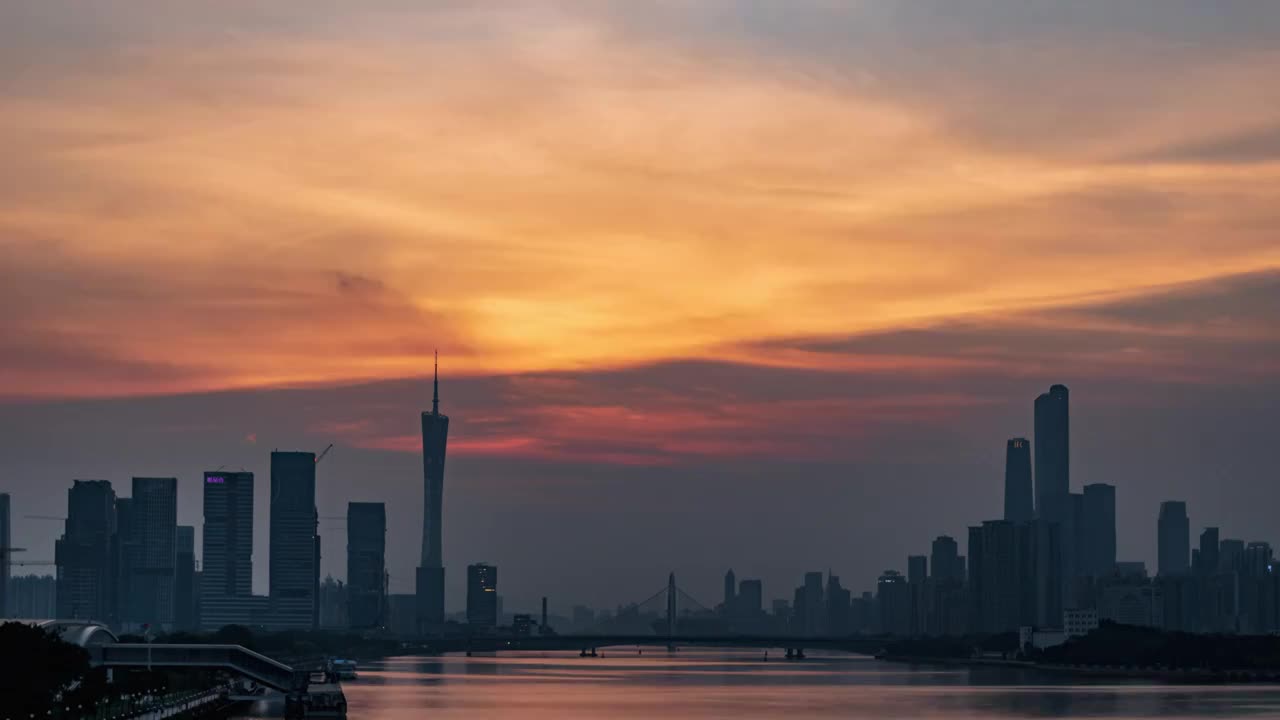 廣州地標建筑日落視頻素材