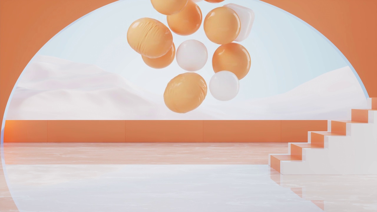 柔软的充气球体3D渲染视频下载