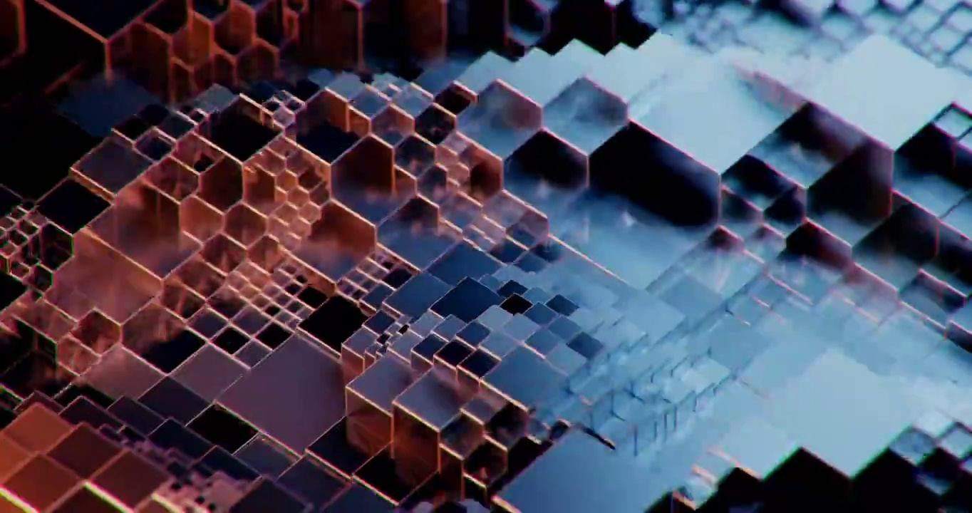 3D抽象风格波动的几何方块动画特效视频素材