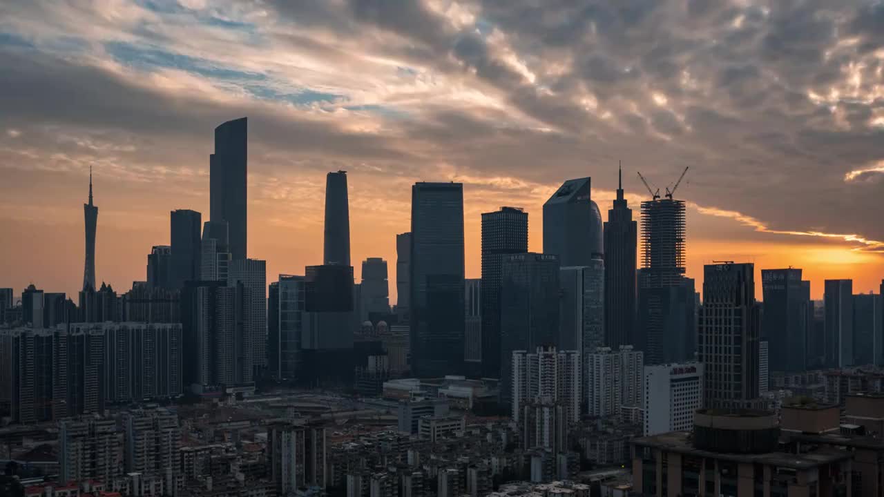廣州珠江新城日落視頻素材