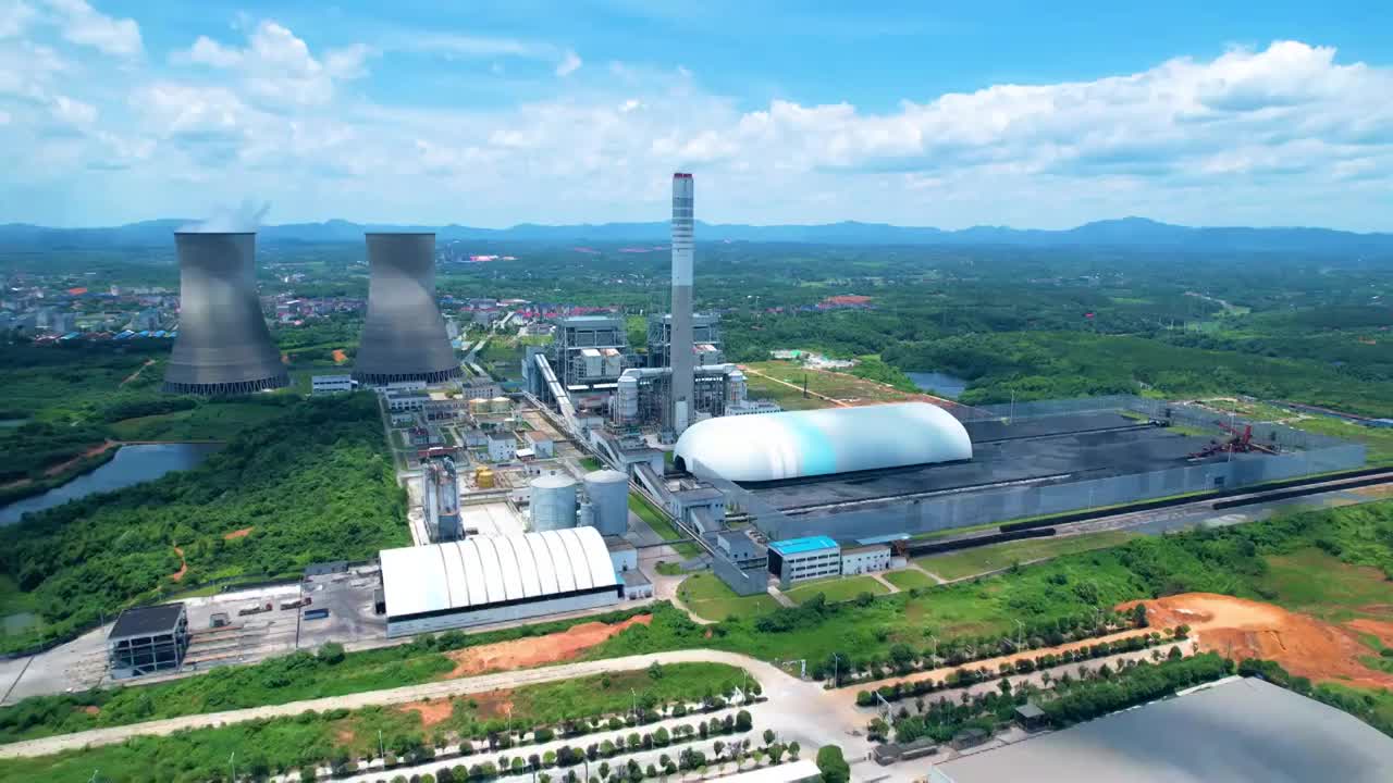 火力发电厂工业建筑风光视频下载