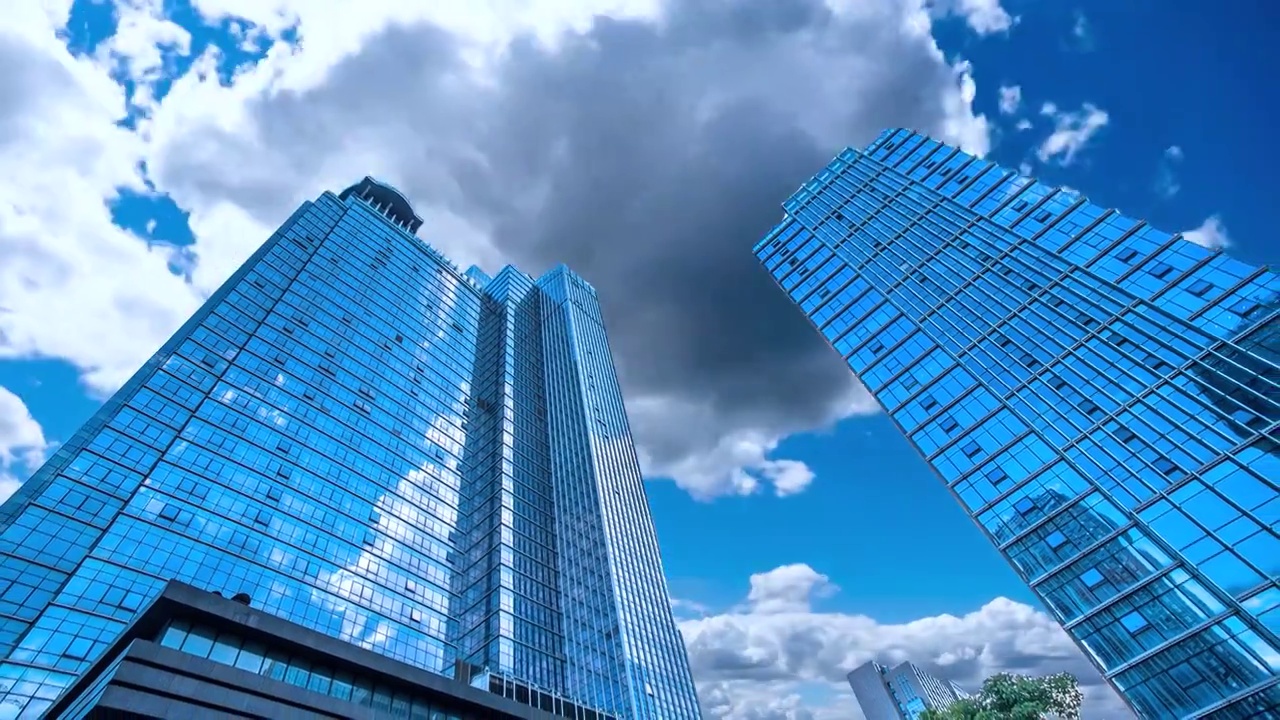 商務科技大廈藍天白云延時攝影（選編）視頻素材