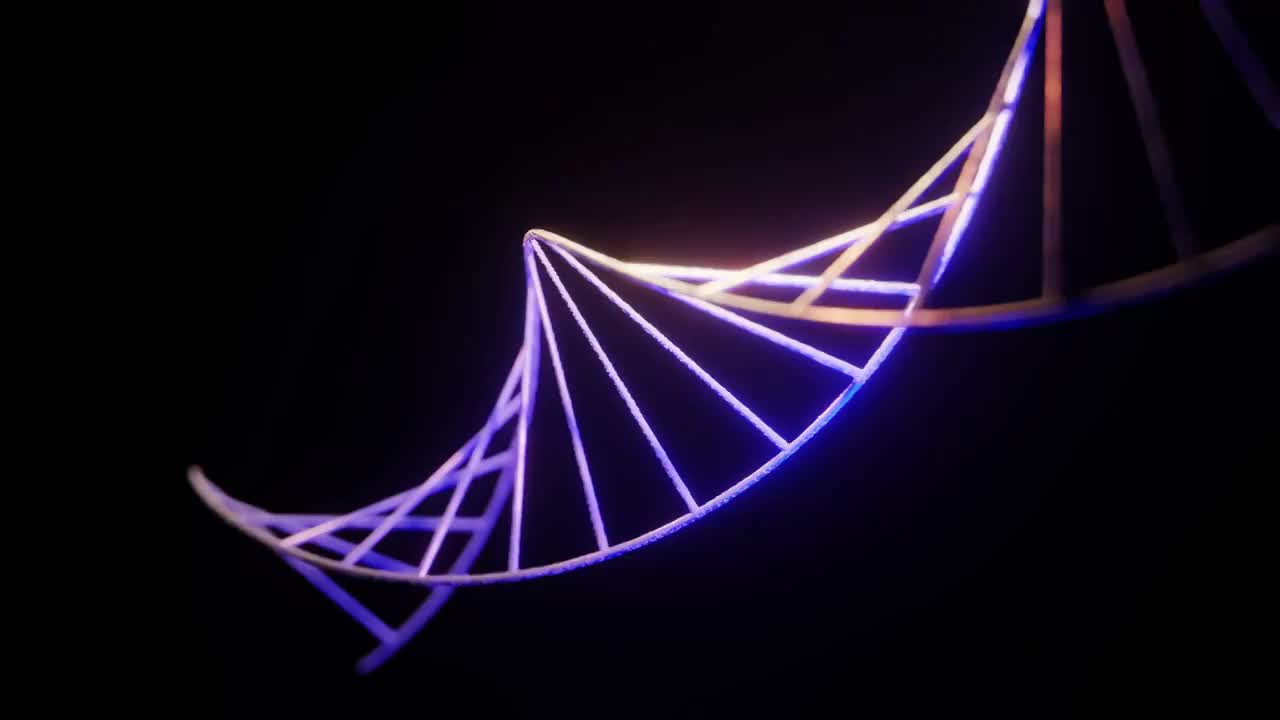 發光粒子特效人類DNA序列三維圖形視頻素材