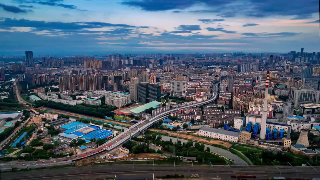 中國東北遼寧沈陽城市夜景航拍南北快速路視頻素材