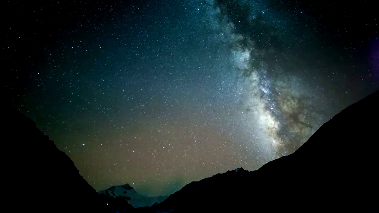 西藏日喀則珠峰大本營雪山銀河星空延時視頻素材