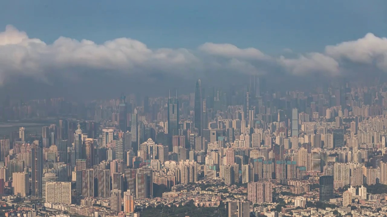 深圳城市風光霧霾霧氣日照光影視頻素材