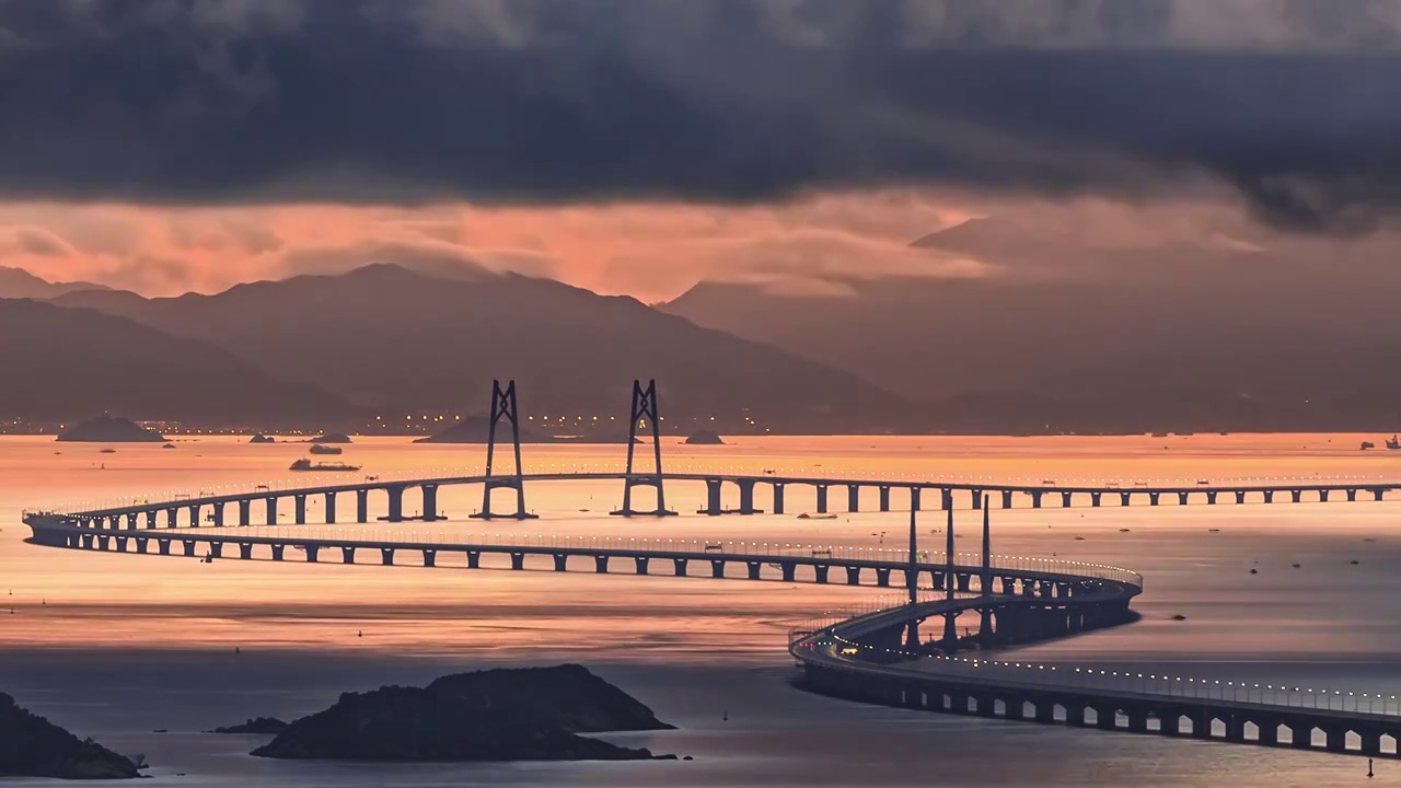 港珠澳大橋清晨視頻素材