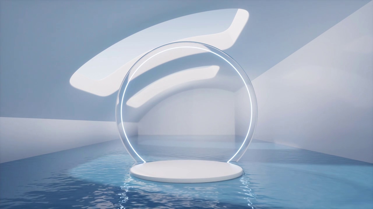 室內水面空房間3D渲染視頻素材