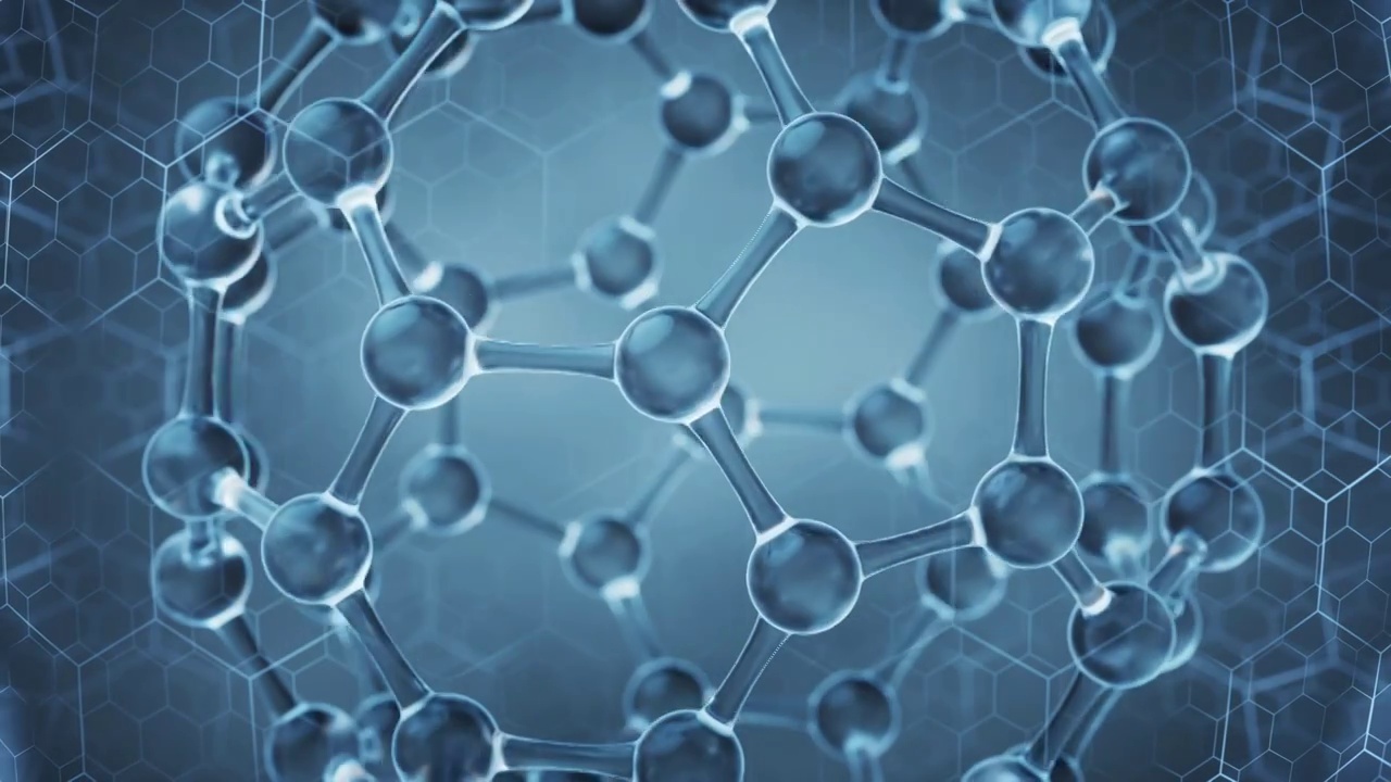 蓝色球形分子结构3D渲染视频素材