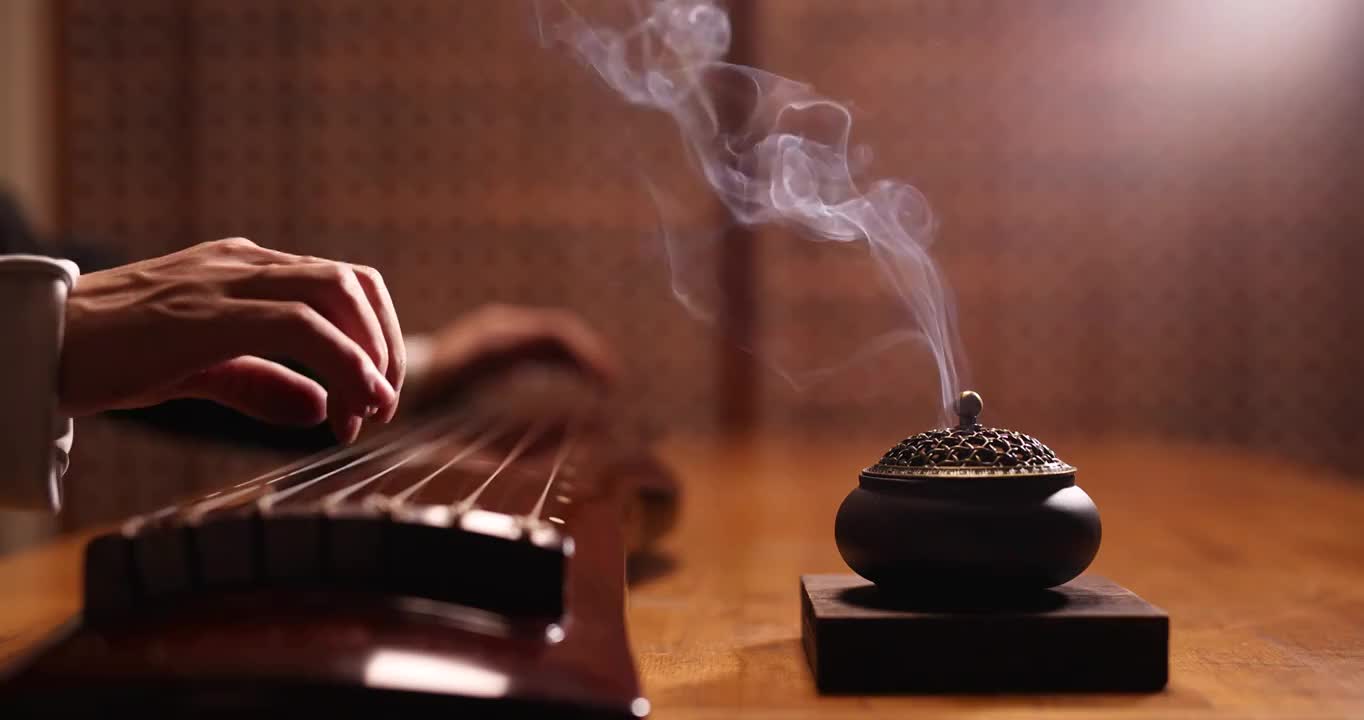 古琴弹奏特写,东方意韵,中国传统文化（合集）视频下载