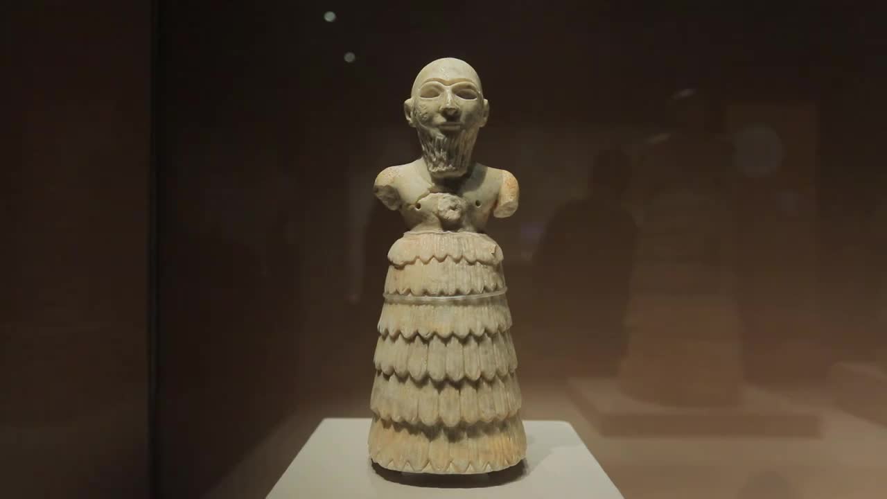 美索不达米亚祭拜者雕像青铜时代早期大马士革国家博物馆视频下载