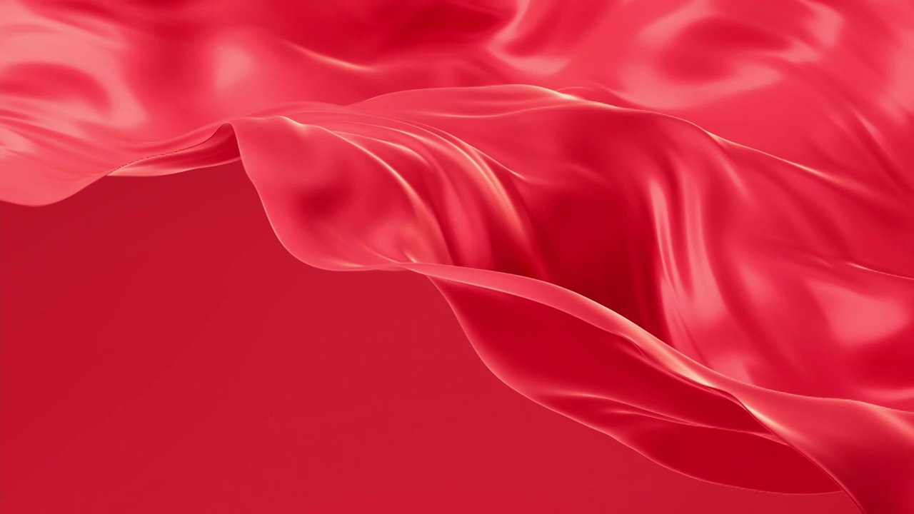 流動的紅色布料飄動的紅旗3D渲染視頻素材