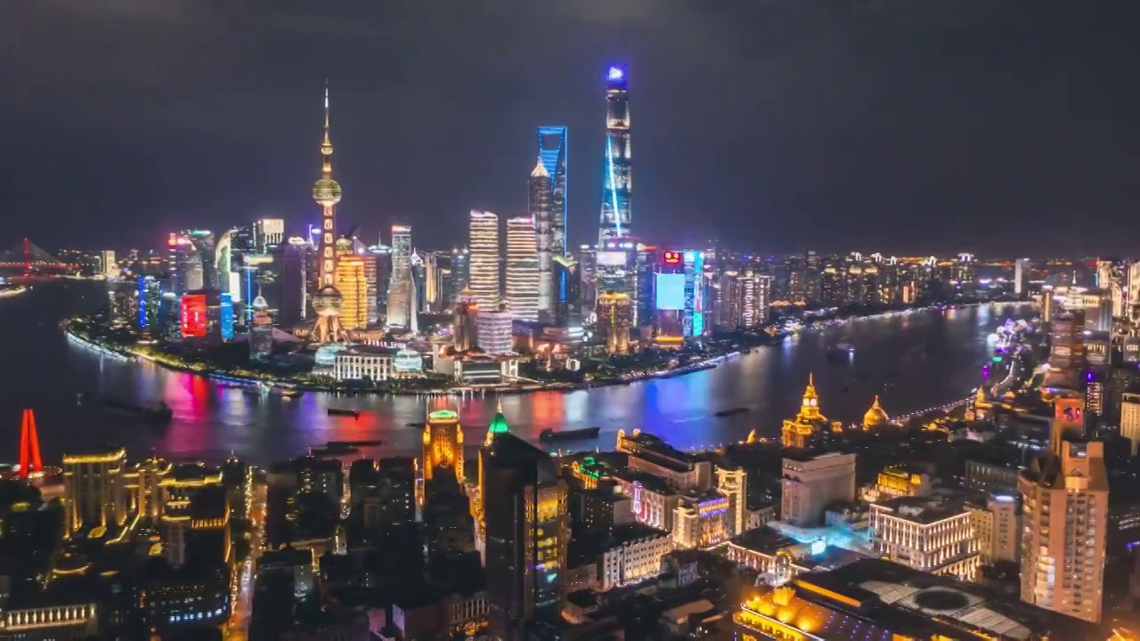 上海夜景移動延時視頻素材