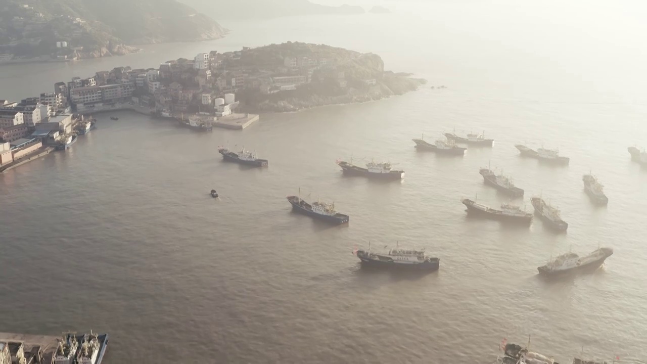 中國浙江臺州漁船與港口視頻素材