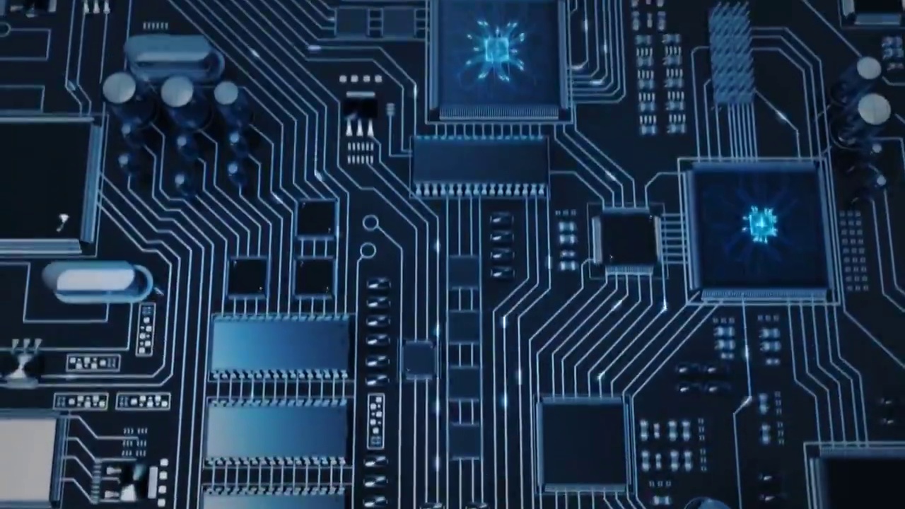 芯片cpu高科技電路板電子元件特效視頻素材