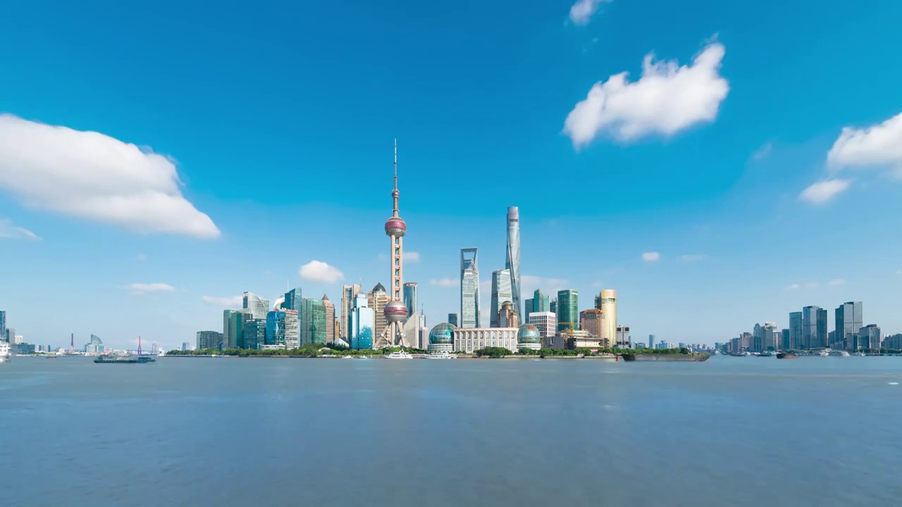 8K 上海城市風光 外灘陸家嘴 藍天白云延時視頻視頻素材