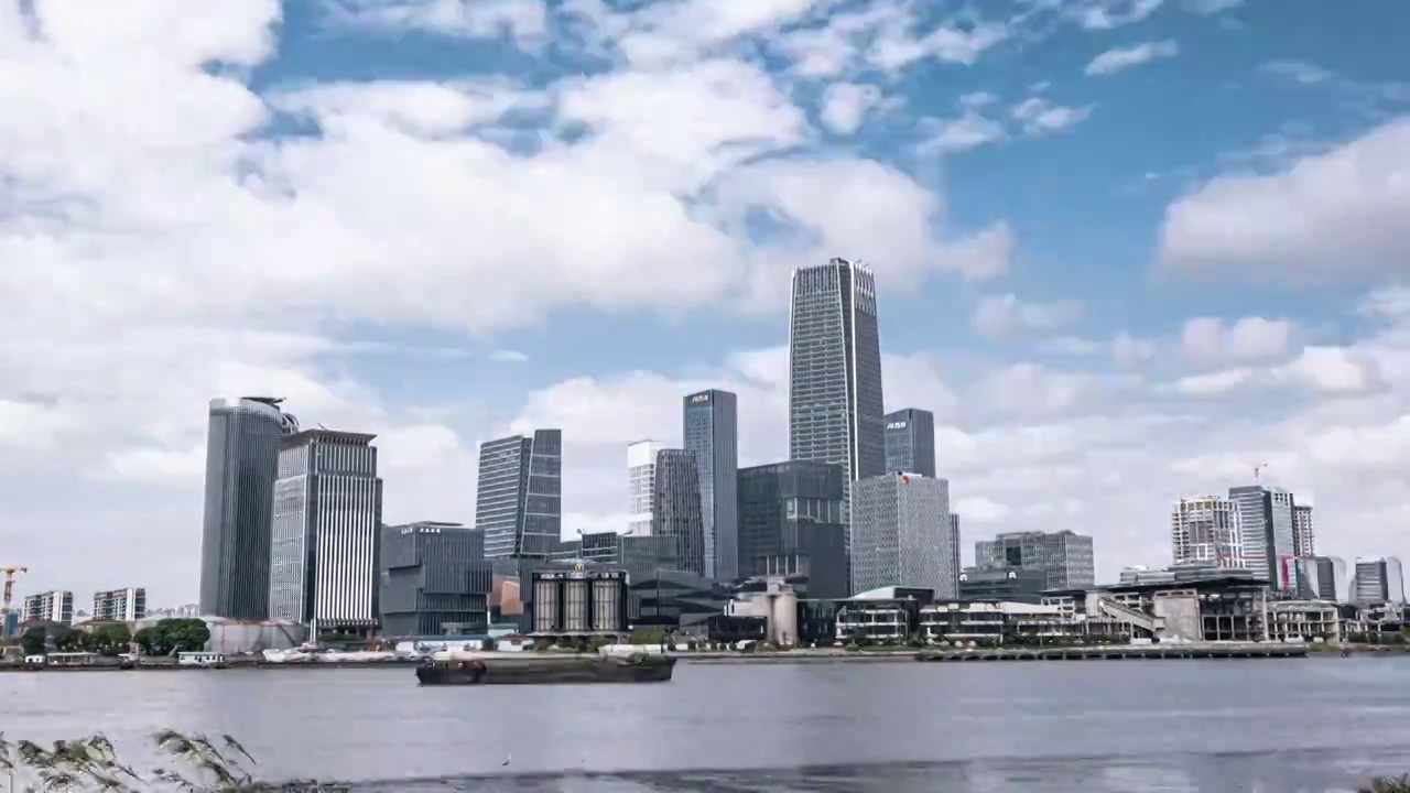 上海徐汇滨西岸城市CBD建筑群大范围延时视频素材