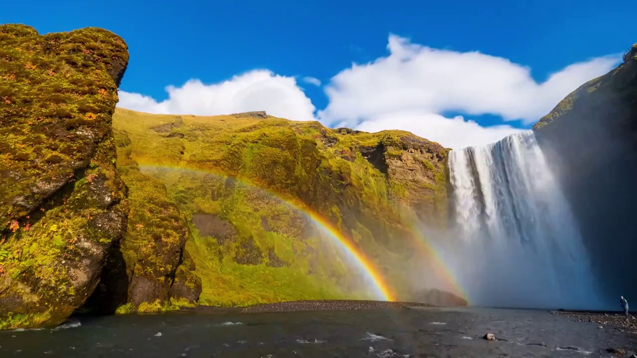 冰岛瀑布和彩虹视频素材
