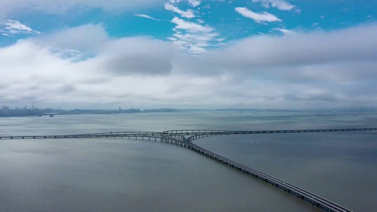 山东青岛胶州湾大桥视频素材