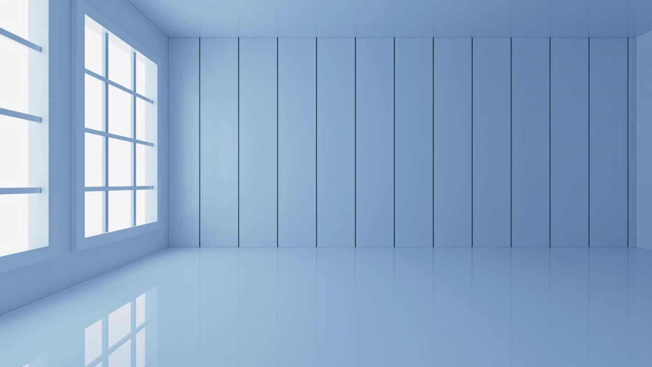 白色空房间室内建筑场景3D渲染视频素材